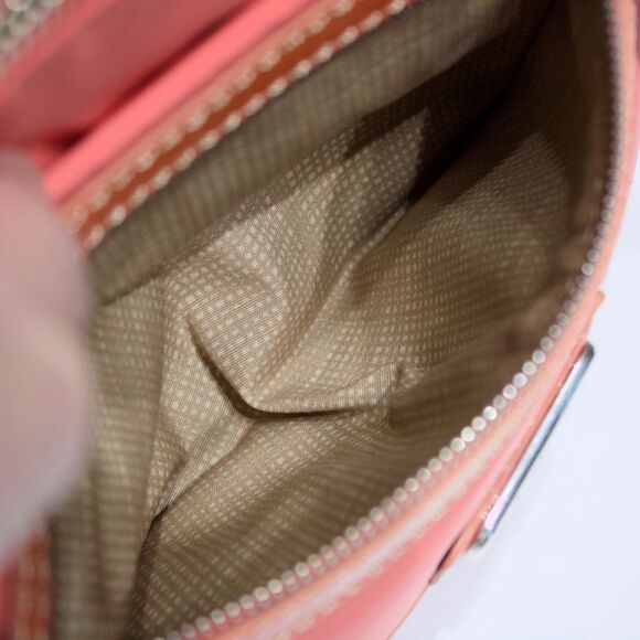 Brighton Charlie Pocket Crossbody Nylon Patent Leather Purse Peachy Pink 10x8x3 - Picture 14 of 16